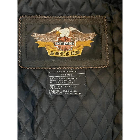 Vintage Harley Davidson Leather Motorcycle Jacket Distressed Coat‎ Brown L - Picture 12 of 16
